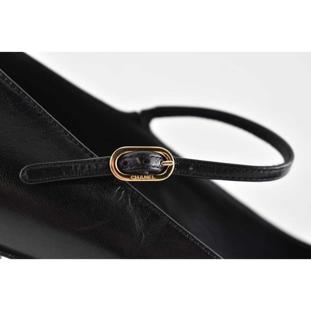Chanel 24B Black CC Logo Mary Jane Ankle Strap Block Heel Platform Pumps 41 - Picture 4 of 16